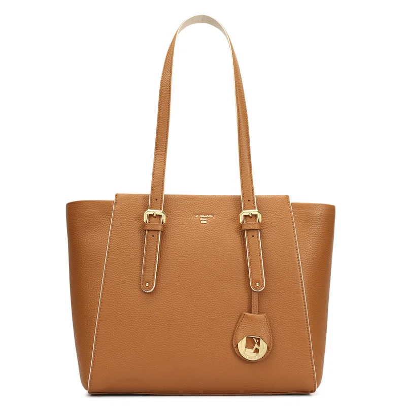 Da Milano Medium Wax Leather Tote - Caramel